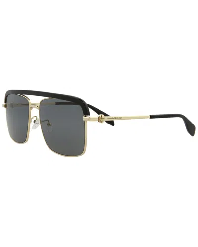 Alexander Mcqueen Unisex Am0258s 59mm Sunglasses In Gold