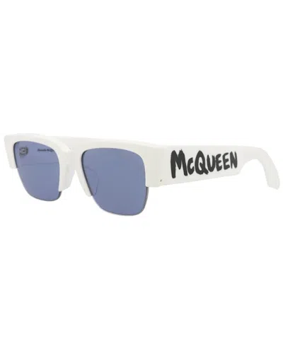 Alexander Mcqueen Unisex Am0405s 54mm Sunglasses In White