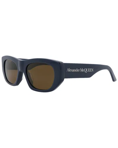 Alexander Mcqueen Unisex Am0450s 54mm Sunglasses In Blue