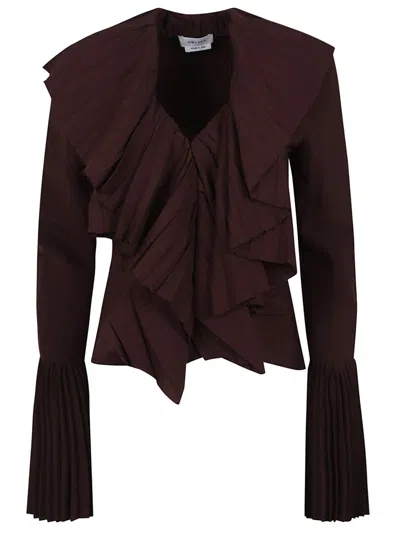 Alexander Mcqueen Pleated Blouse In Red