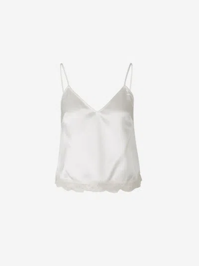 Alexander Mcqueen V Neck Satin Top In White