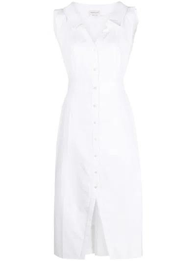 Alexander Mcqueen V-neck Sleeveless Dress In White