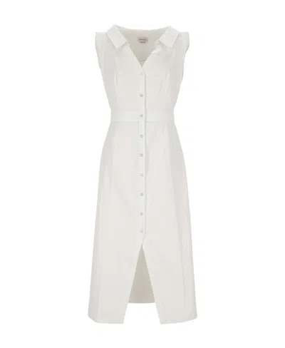 Alexander Mcqueen V-neck Sleeveless Dress In White