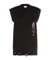 Alexander Mcqueen Patch Embroidery Distressed Tank Top In Black