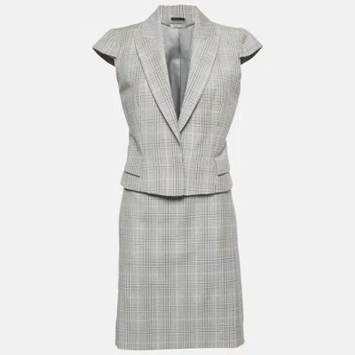 Pre-owned Alexander Mcqueen Valentino Grey/pink Price Of Wales Wool Skirt And Top Set M