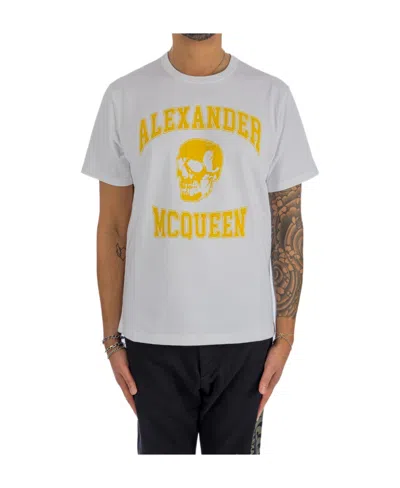 Alexander Mcqueen Varsity Logo-print T-shirt In Gray