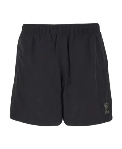 Alexander Mcqueen Varsity Skill Swim Shorts In Black