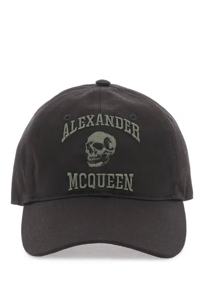 Alexander Mcqueen Varsity Skull Baseball Cap In Black