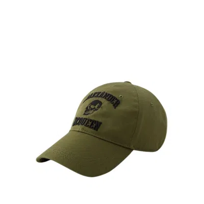 Alexander Mcqueen Men's Varsity Skull Cap In Khaki