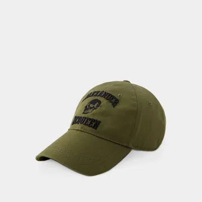 Alexander Mcqueen Varsity Skull Cap In Brown