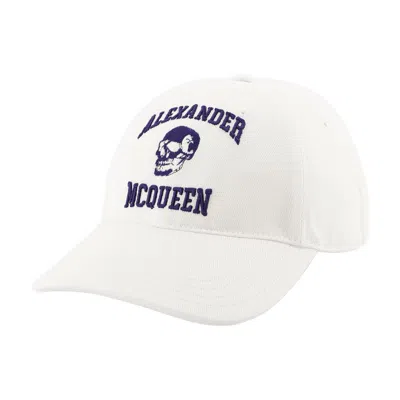 Alexander Mcqueen Varsity Skull Lo Cap Alexander Mc Queen Coton White In Brown