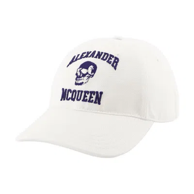 Alexander Mcqueen Varsity Skull Lo Cap In White