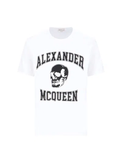 ALEXANDER MCQUEEN ALEXANDER MCQUEEN "VARSITY" WHITE COTTON T-SHIRT