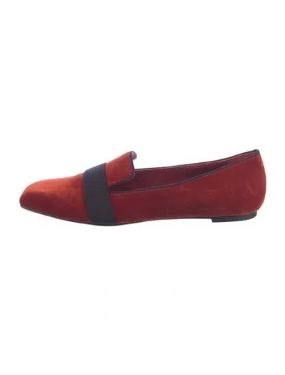 Pre-owned Alexander Mcqueen Velvet Colorblock Pattern Loafers In Brown