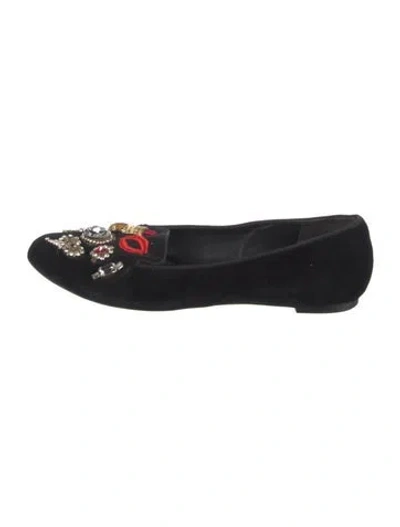 Pre-owned Alexander Mcqueen Velvet Graphic Print Loafers In Black