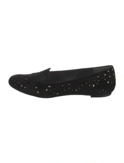 Pre-owned Alexander Mcqueen Velvet Lasercut Accents Loafers In Black