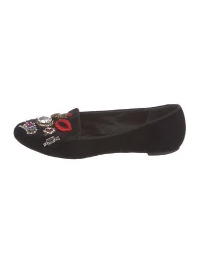 Pre-owned Alexander Mcqueen Velvet Patterned Ballet Flats In Black