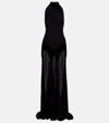 Alexander Mcqueen Velvet-trimmed Silk Georgette Gown In Black