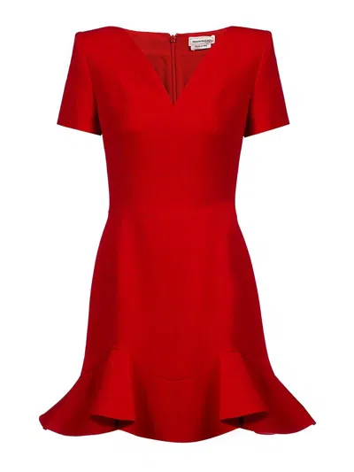 Alexander Mcqueen Vestido Corto - Rojo