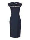 Alexander Mcqueen Tailored Pencil Midi Dress With Lace Inserts In Blue
