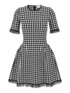 Alexander Mcqueen Fringe Trim Houndstooth Round Neckline Short Sleeves In Multi