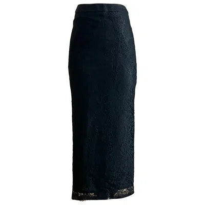 Pre-owned Alexander Mcqueen Vintage 1990s Black Lace Long Pencil Skirt