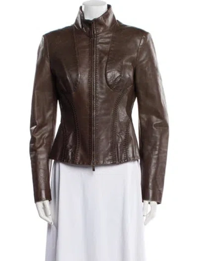 Pre-owned Alexander Mcqueen Vintage 2002 Biker Jacket In Brown