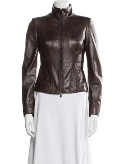 Pre-owned Alexander Mcqueen Vintage 2002 Biker Jacket In Brown