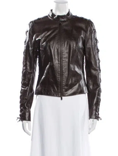 Pre-owned Alexander Mcqueen Vintage 2002 Biker Jacket In Brown
