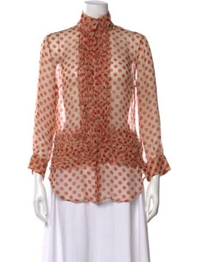 Pre-owned Alexander Mcqueen Vintage 2002 Blouse In Neutrals/red