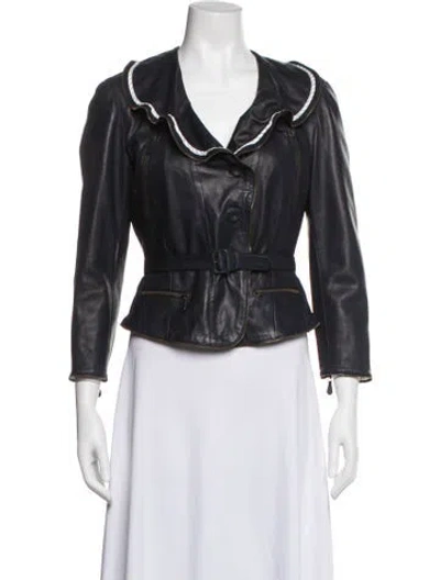 Pre-owned Alexander Mcqueen Vintage 2005 Biker Jacket In Blue