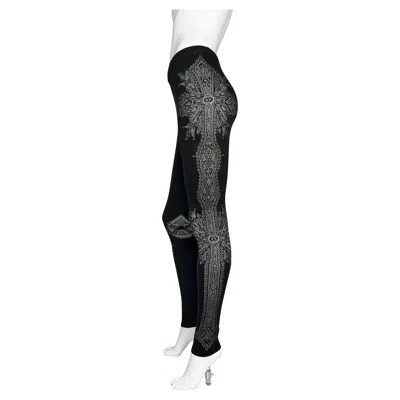 Pre-owned Alexander Mcqueen Vintage  Knit Cross Leggings In Black
