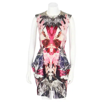 Pre-owned Alexander Mcqueen Vintage  Ss 2009 Kaleidoscope Swarovski Crystal Dress 46 In Sand