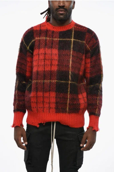 ALEXANDER MCQUEEN VINTAGE EFFECT CHECKED OVERSIZED CREW-NECK SWEATER
