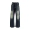 Alexander Mcqueen Wide Leg Faded Jeans In Blue