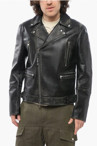 ALEXANDER MCQUEEN VINTAGE EFFECT LEATHER BIKER JACKET