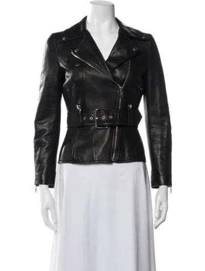 Pre-owned Alexander Mcqueen Vintage Leather Biker Jacket In Black