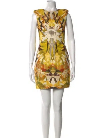 Pre-owned Alexander Mcqueen Vintage Mini Dress In Yellow
