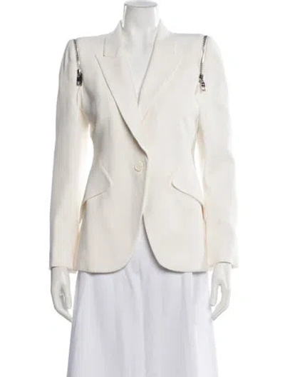 Pre-owned Alexander Mcqueen Virgin Wool Blazer In White
