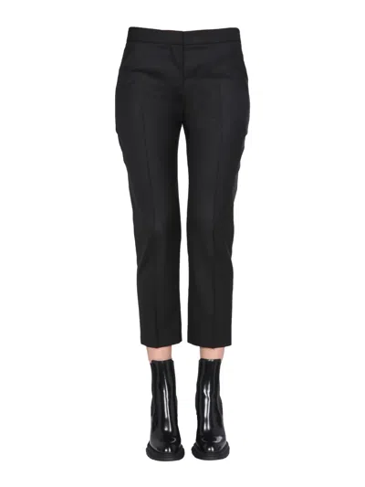 Alexander Mcqueen Virgin Wool Cropped Pants In Black