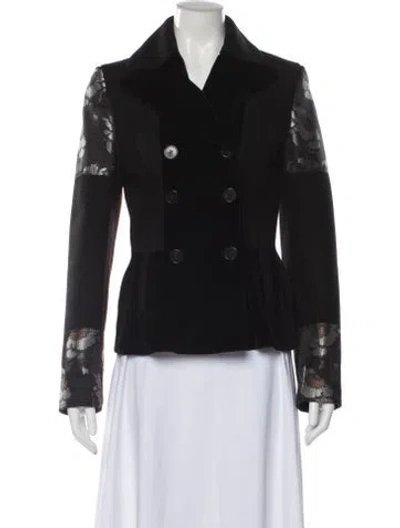 Pre-owned Alexander Mcqueen Virgin Wool Floral Print Blazer In Black