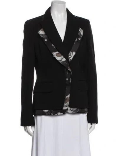 Pre-owned Alexander Mcqueen Virgin Wool Floral Print Blazer W/ Tags In Black
