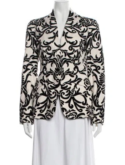 Pre-owned Alexander Mcqueen Virgin Wool Floral Print Blazer In White