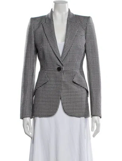 Pre-owned Alexander Mcqueen Virgin Wool Houndstooth Print Blazer In Neutral