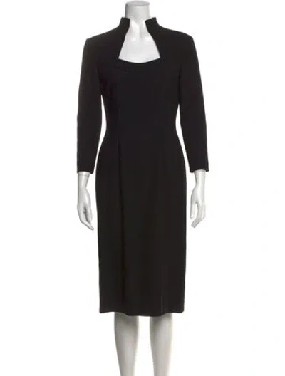 Pre-owned Alexander Mcqueen Virgin Wool Knee-length Dress In Black