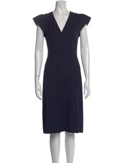 Pre-owned Alexander Mcqueen Virgin Wool Knee-length Dress In Blue