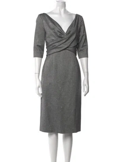 Pre-owned Alexander Mcqueen Virgin Wool Knee-length Dress In Grey