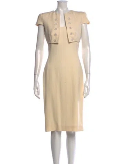 Pre-owned Alexander Mcqueen Virgin Wool Knee-length Dress In Neutrals