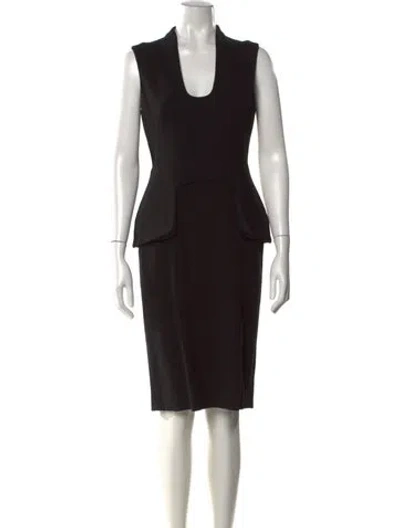 Pre-owned Alexander Mcqueen Virgin Wool Knee-length Dress W/ Tags In Black