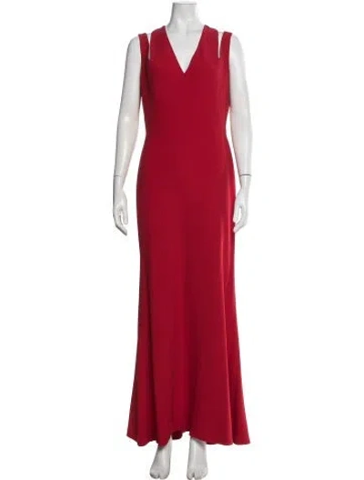 Pre-owned Alexander Mcqueen Virgin Wool Long Dress In Red